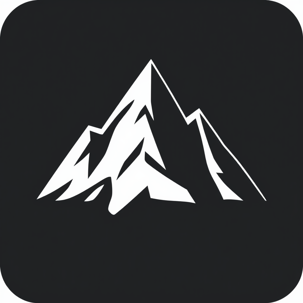 A stylized mountain peak with sharp, angular lines, suggesting strength and resilience.