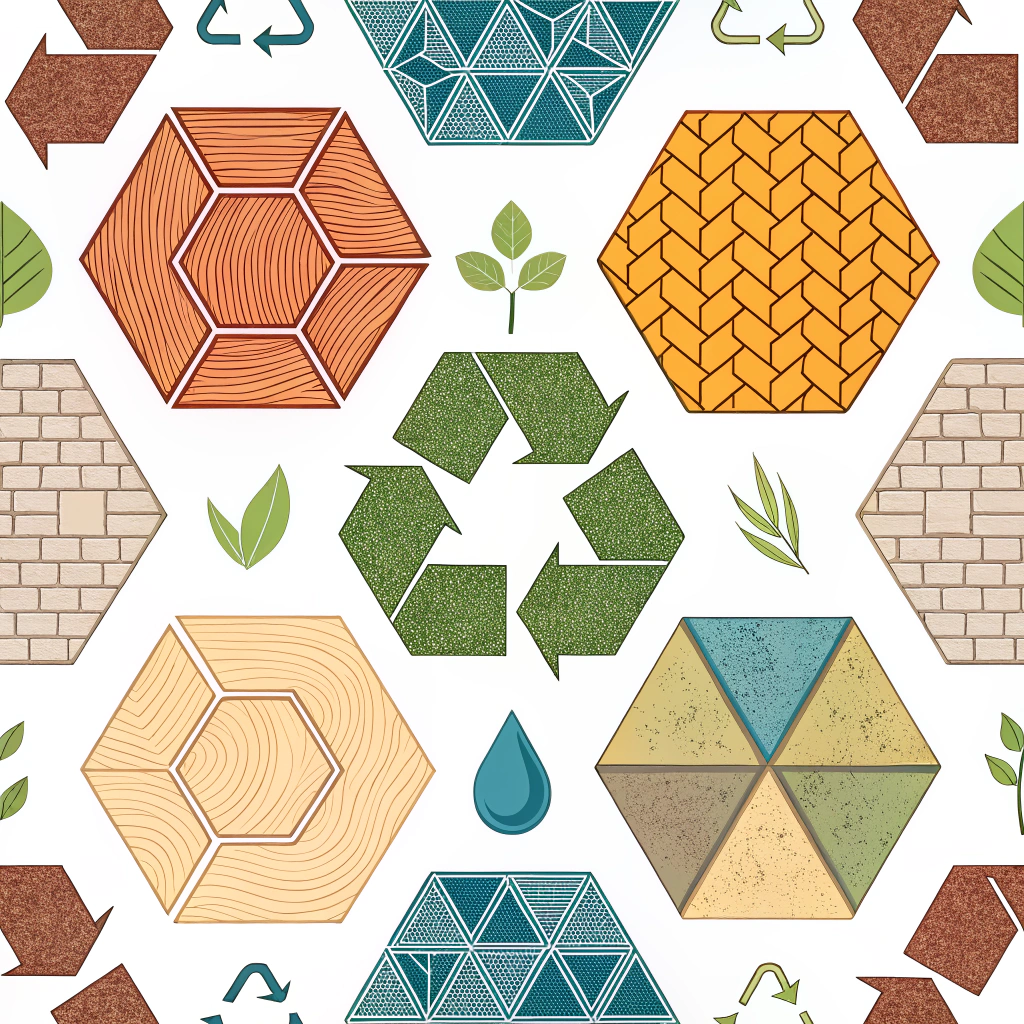 Resource Transformation Map: A pattern using evolving geometric shapes or textures to represent a material's transformation from raw resource to product, then to waste, and potentially to a new resource. Colors could shift to indicate value or state changes.