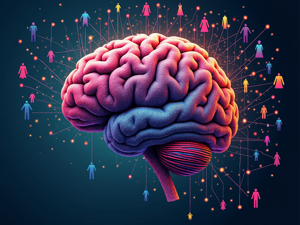 A design featuring a stylized representation of an AI neural network or a brain, with various fashion design elements (fabric textures, patterns, garment silhouettes) branching out, symbolizing 'Generative AI Fashion'.