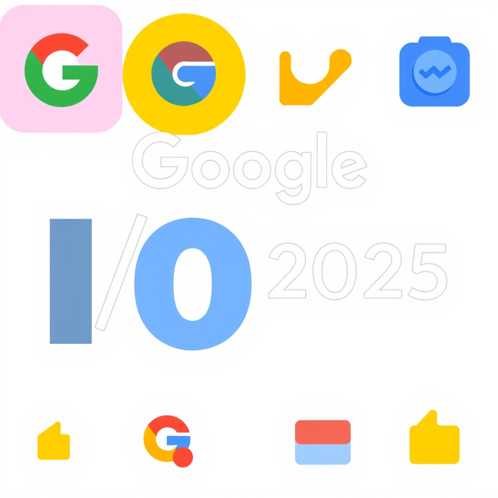 Translated English Text: Google I/O 2025 Icon Designs - Developer Toolkit Icons: Fresh Visuals for Google's I/O 2025 Tools