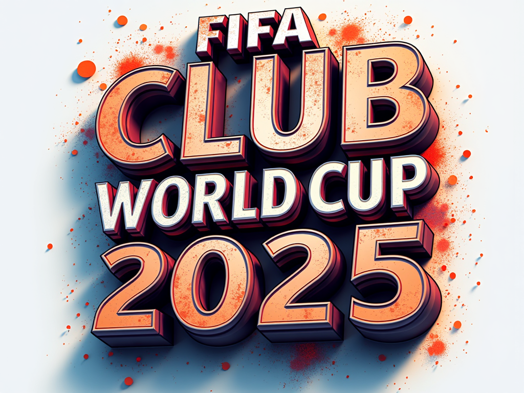 Layered Dimensional Typography: 'FIFA Club World Cup 2025' designed with overlapping text layers, drop shadows, or extruded 3D effects to create depth and a strong visual hierarchy. This technique can make the typography pop off the t-shirt, emphasizing its 'impact'.