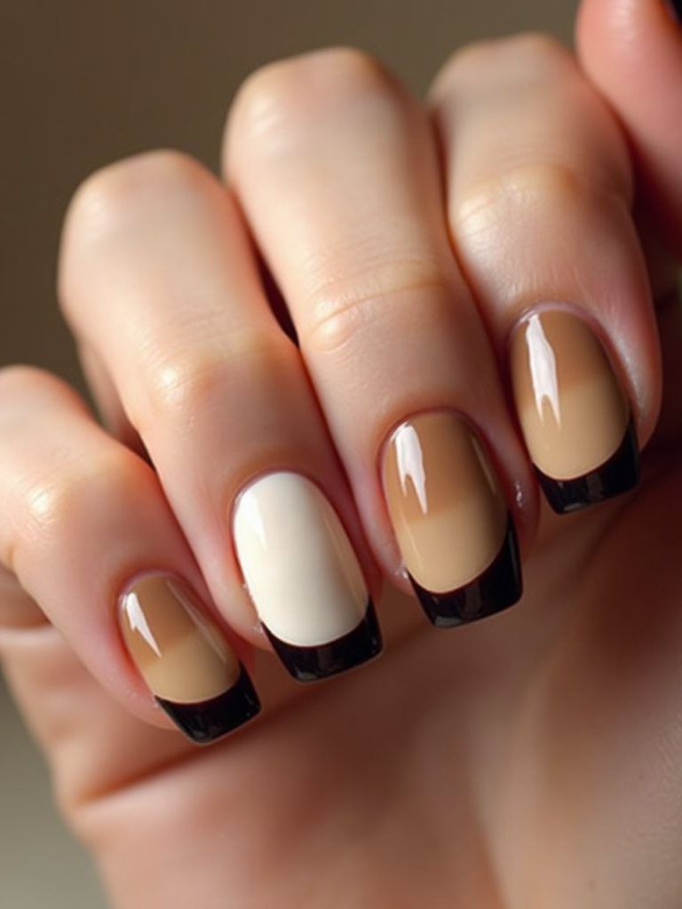 Elegant nails with creamy latte shades blended seamlessly into darker mocha tips, reflecting seasonal beverages.