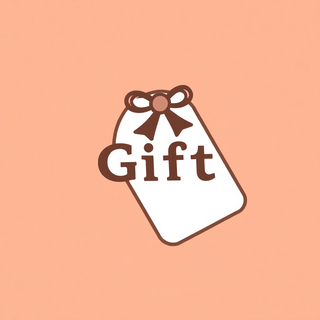 A gift tag icon with a stylized text field.