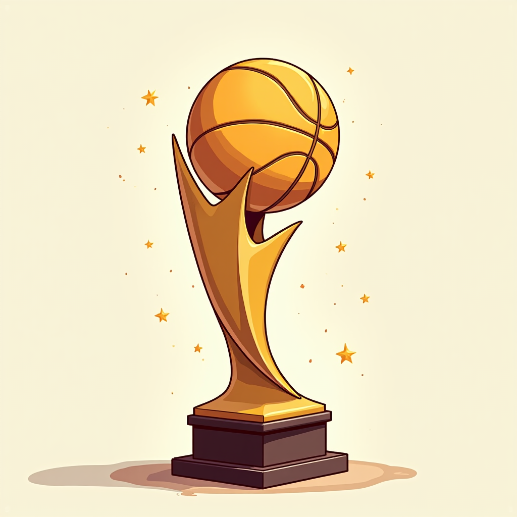 Minimalistic line art of the NBA Trophy that effortlessly conveys its iconic form. The simplicity of continuous lines captures the essence of the trophy, leaving space for the imagination to fill in light and reflections.