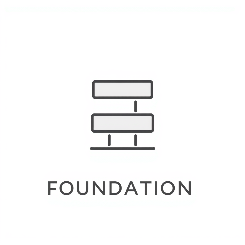 A minimalist logo showcasing a single, iconic foundation stone with clean lines, or a simplified graphic of three stacked bricks, accompanied by the company name in a strong, legible sans-serif typeface.