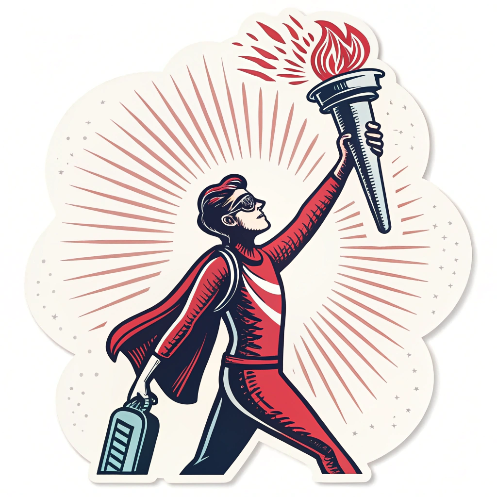 Inhaler as Power Source Sticker: A dynamic sticker depicting a figure (stylized or silhouette) confidently holding an inhaler aloft like a torch or scepter, with symbolic rays of light emanating from it, representing control, power, and empowerment over asthma.