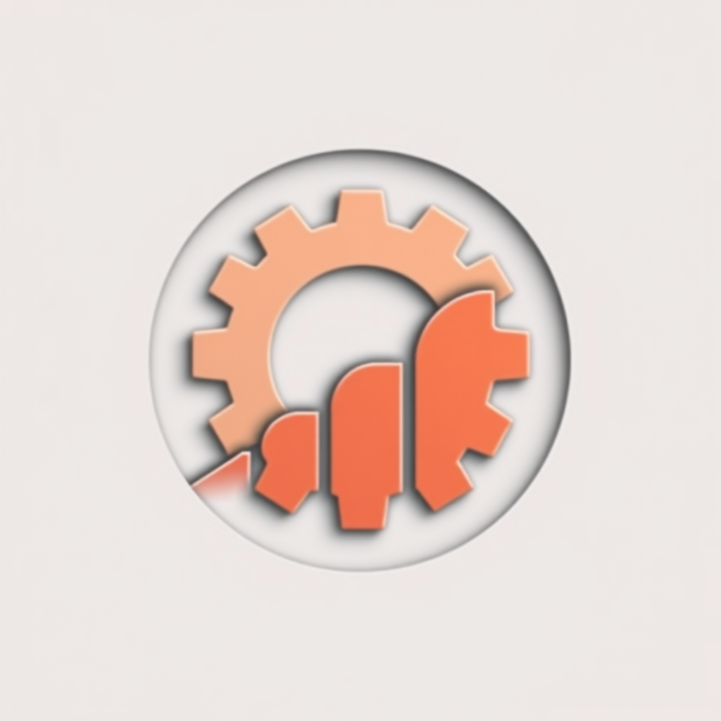 A gear icon etched into a minimalist, upward-trending line or bar, visually representing progress made through persistent 'grinding'.