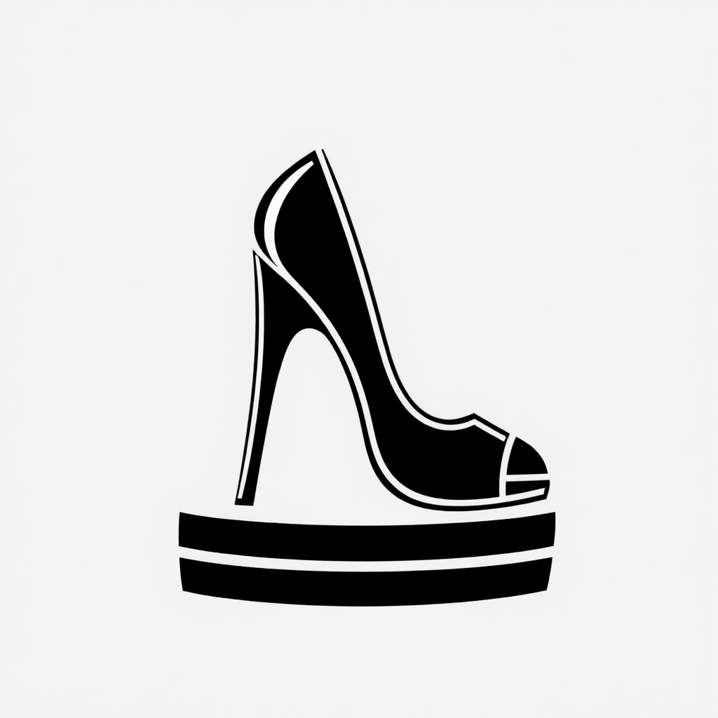 A high heel shoe icon with a platform sole, angled slightly to show the sole's depth and a more dramatic heel curve.