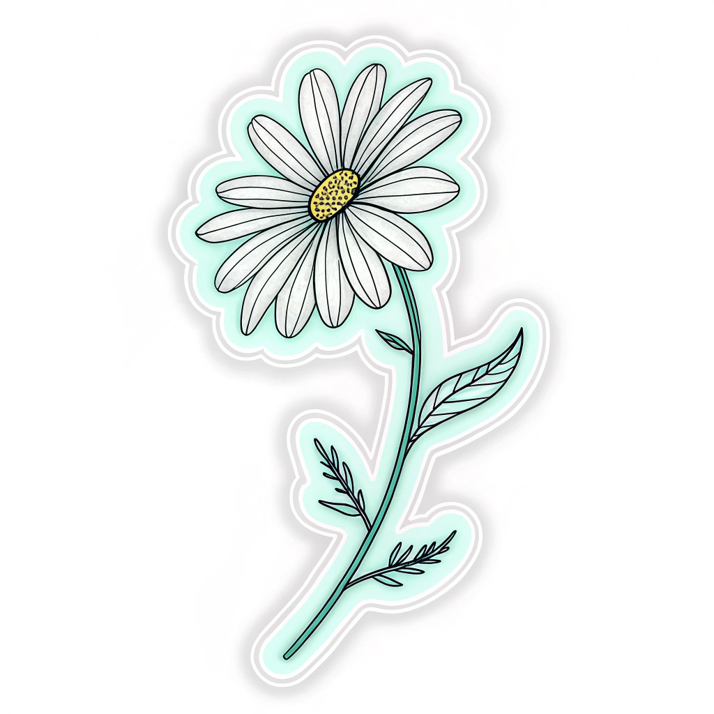 Simple Icon Idea for Totem: A minimalistic, single-line drawing of an EDC daisy that appears to pulse with a subtle neon glow, suitable for a clean, recognizable, and iconic totem marker.