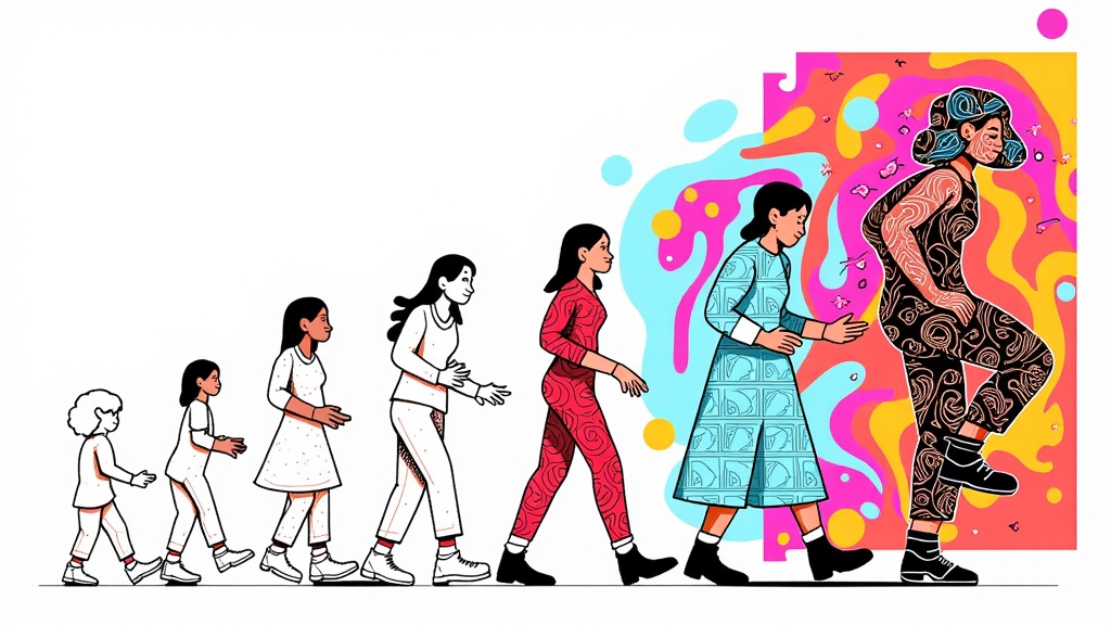 A 'before and after' or a progressive sequence concept. The initial stage shows a simple human-drawn sketch, which then evolves through several steps with AI assistance, gaining complexity, new styles, or photorealistic details, showcasing the AI as an enhancement tool for human creativity.