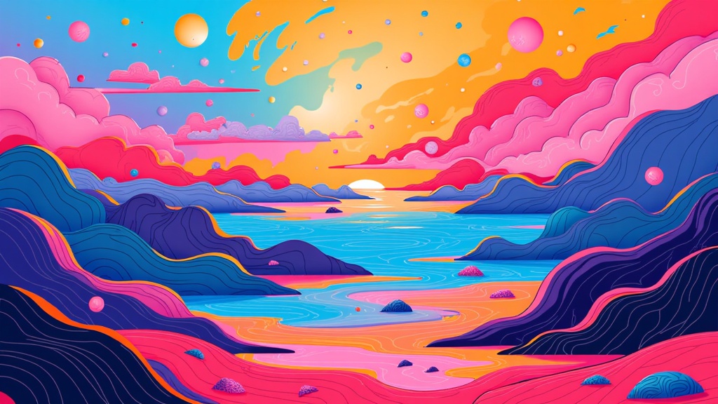 Algorithmic Catharsis Fields: AI generates evolving abstract landscapes based on real-time or inputted emotional data (e.g., text prompts describing feelings, conceptual bio-feedback). The artwork visualizes the process of emotional release, transformation, or contemplation as the landscape forms and shifts.