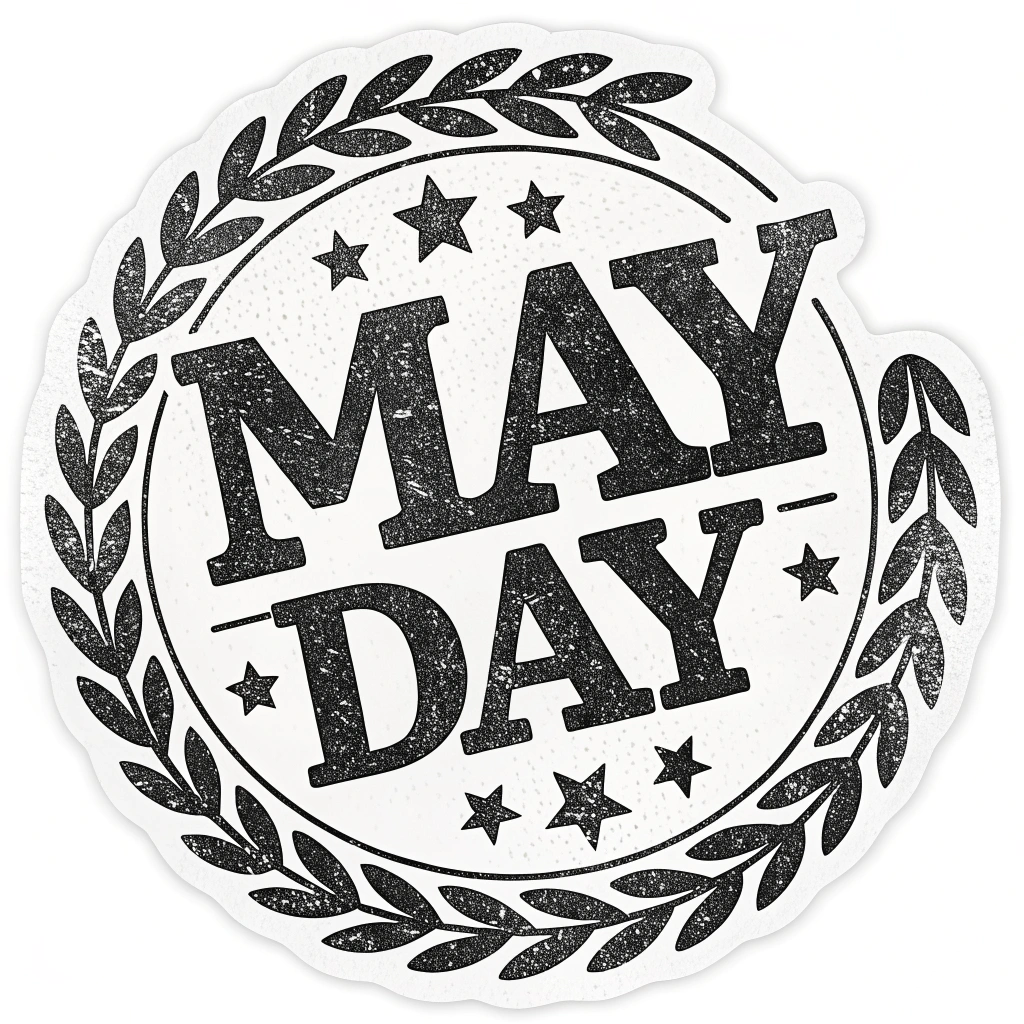 Logo Idea: (For the theme/set) A typographic emblem using 'MAY DAY' in a distressed, powerful vintage sans-serif or slab-serif font, perhaps encircled or underlined with a classic protest graphic element like a simplified laurel or star.