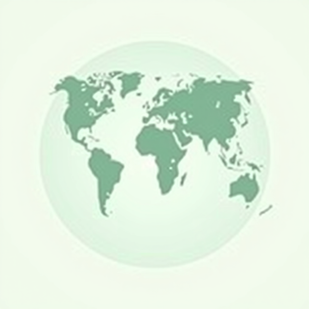 Minimalist Globe T-Shirt Design 2: An abstract globe composed of a few interconnected geometric shapes (triangles or polygons) in muted greens and blues, representing continents and oceans with a clean, modern aesthetic.