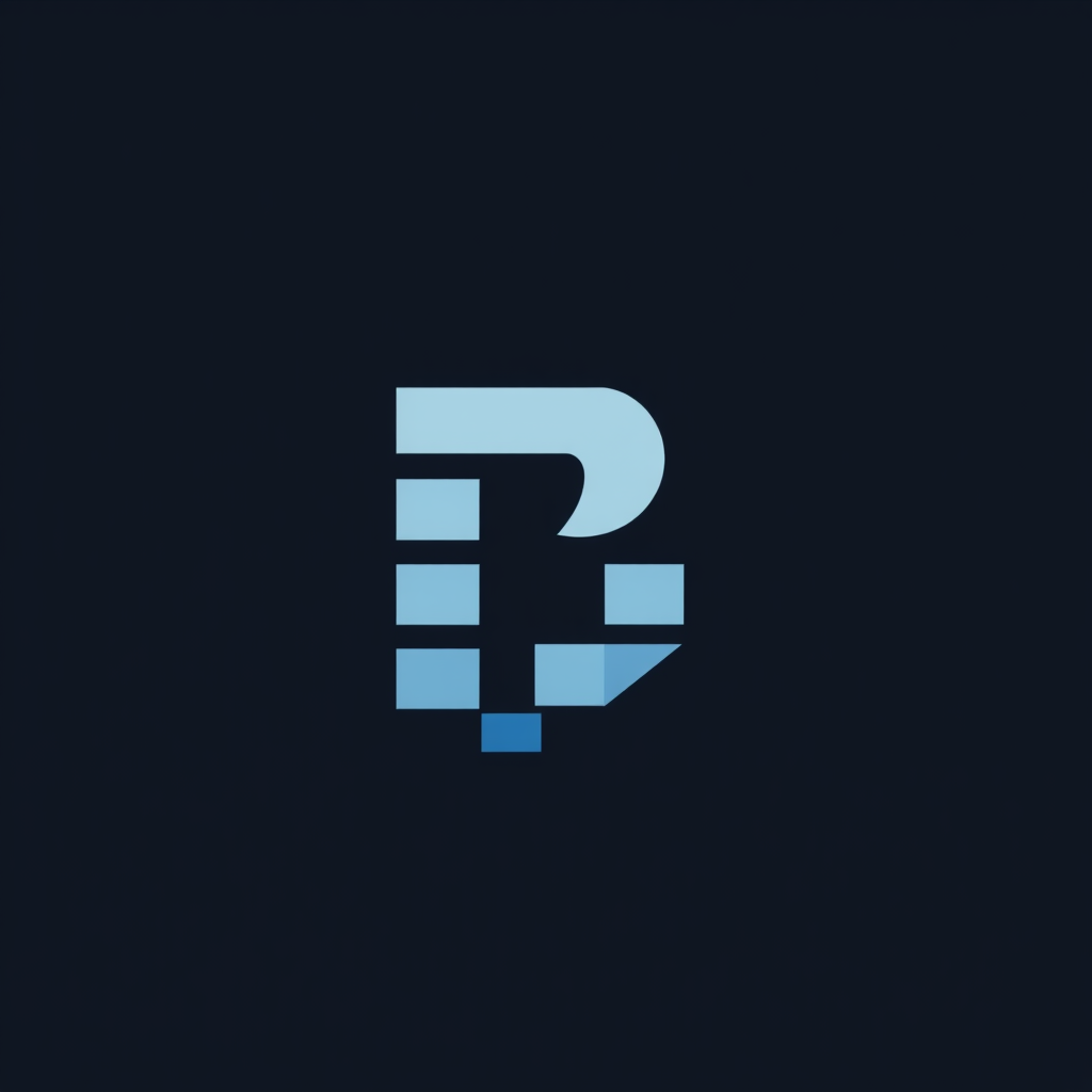 Simple Logo Idea: A single, bold pixelated square that progressively breaks apart or extrudes into a dynamic series of smaller, smoother geometric shapes, which together form an abstract representation of the letter 'B' or a forward-pointing arrow symbolizing evolution.