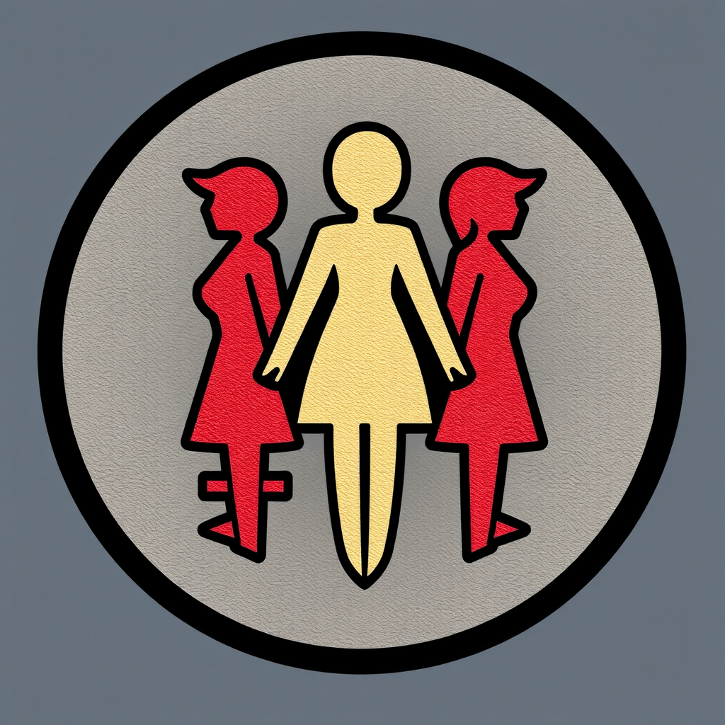 Three female symbols interlocked to represent unity.