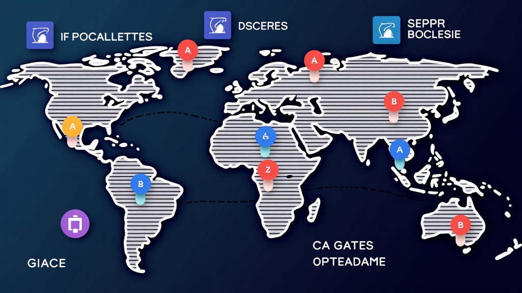 Data Flow Visualization: Depict servers or data centers in different global regions with arrows showing data flow. The style/color/thickness of arrows and boundaries around regions could illustrate restrictions (e.g., Data localization laws shown as data staying within borders, GDPR shown with specific 'gates').