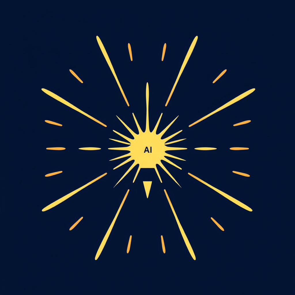Focus Spark: A singular, clean and radiant spark or starburst. One ray of the spark could be subtly stylized to resemble a pencil tip or a cursor, or its core could have a faint, tiny 'AI' lettering, keeping it minimal and focused on 'spark of creation'.