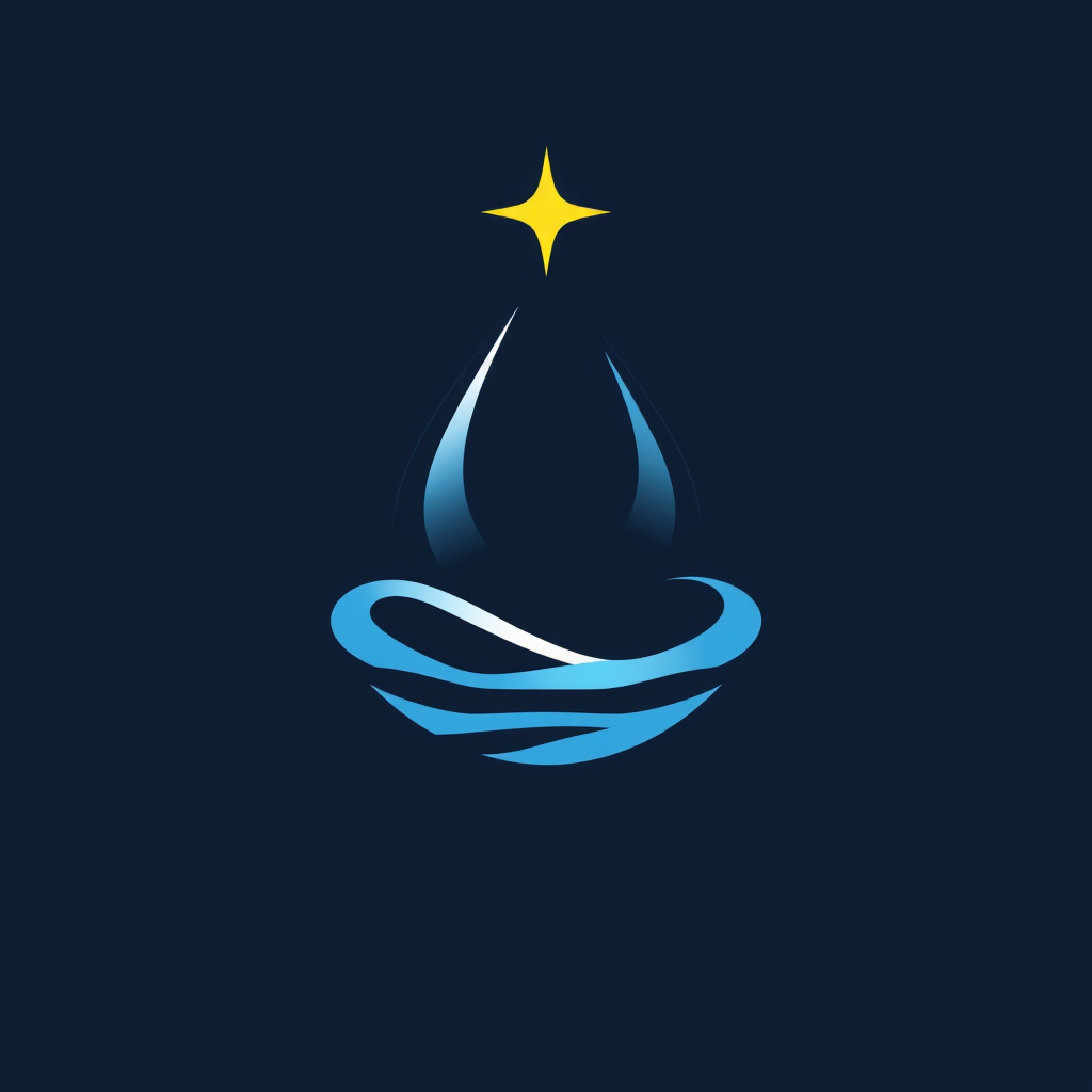 A water droplet logo with shining star logo