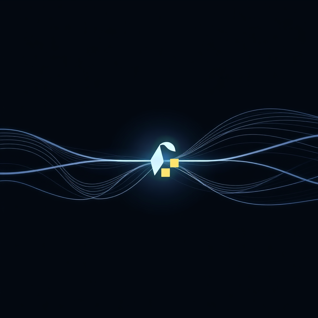 Generative Flow: Abstract, dynamic lines, suggesting data streams or thought processes, converging and elegantly forming a recognizable creative tool icon (e.g., a pen, a musical note, a pixel block) with a subtle glow.