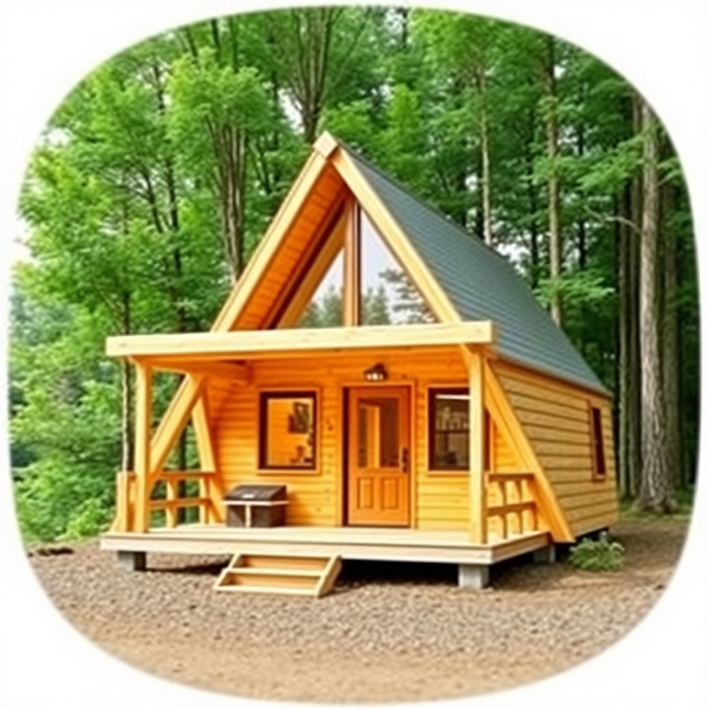 A modular A-frame cabin system that can be expanded or customized with add-on sections, using prefabricated panels for efficient and sustainable construction.