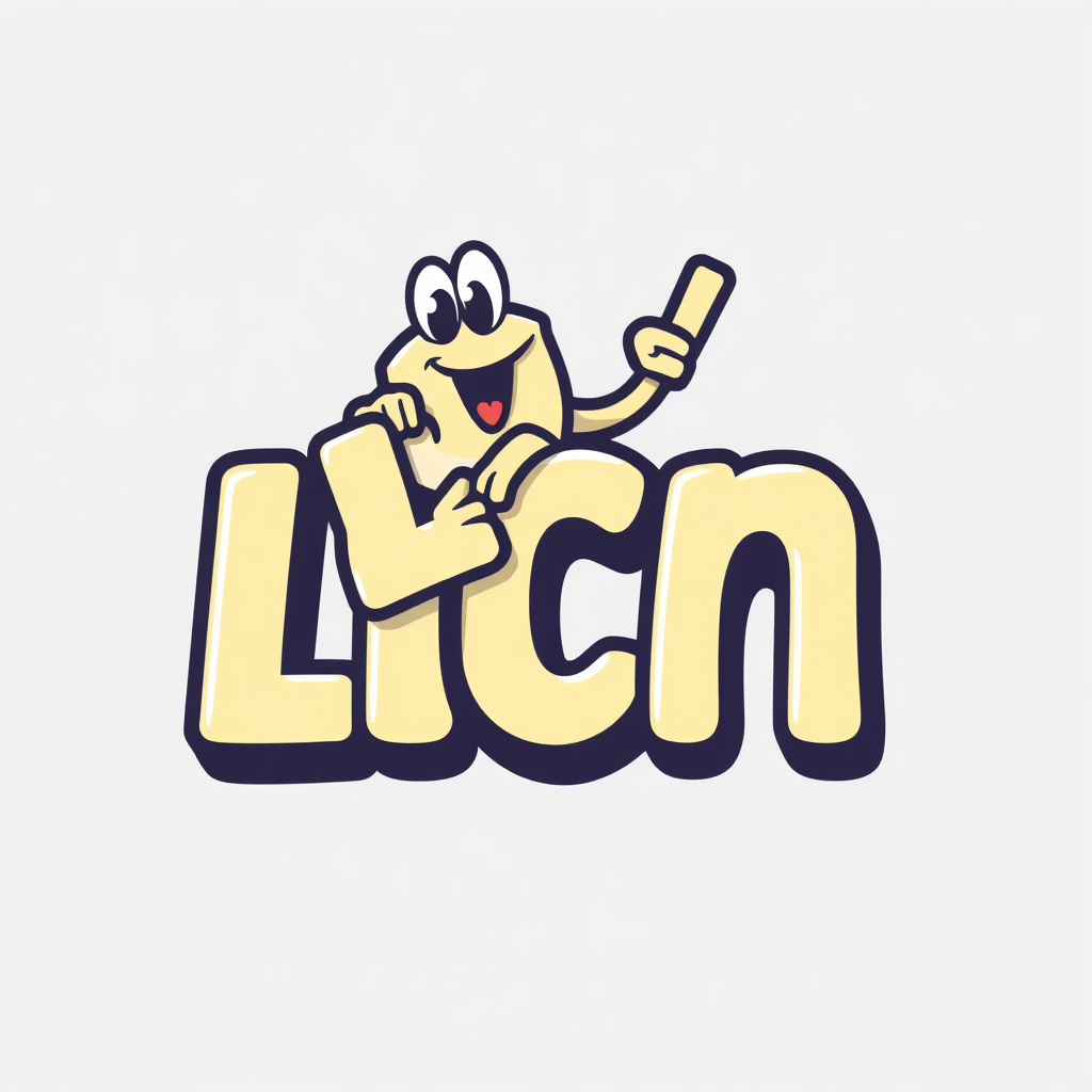 Sub-Design Idea 5: The 'Interactive Wordmark' Mascot. Craft a character that playfully engages with the business name or initials within the logo itself, such as climbing on the letters, peeking from behind them, holding a letter, or using a letter as a prop.