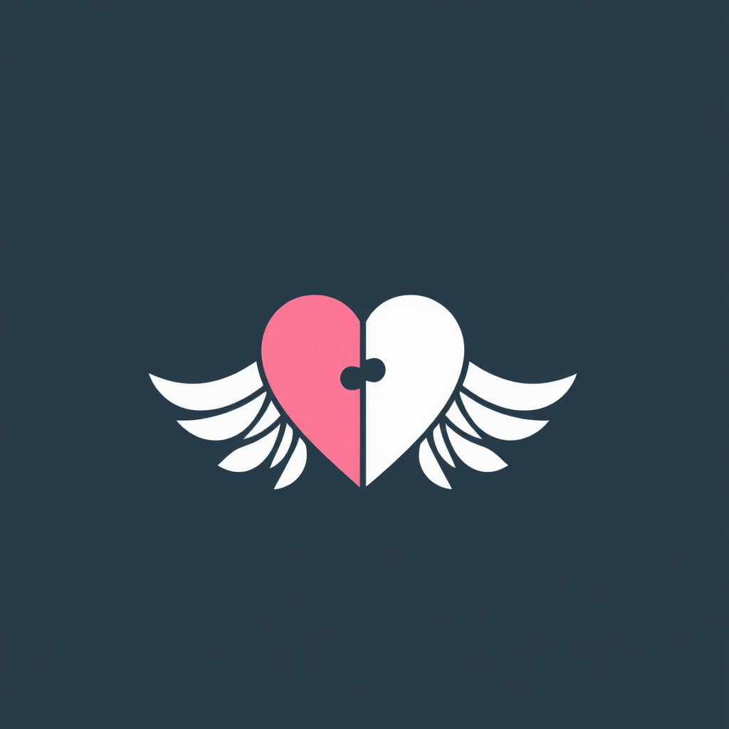 A heart with one wing, symbolizing finding balance or a piece that was missing.