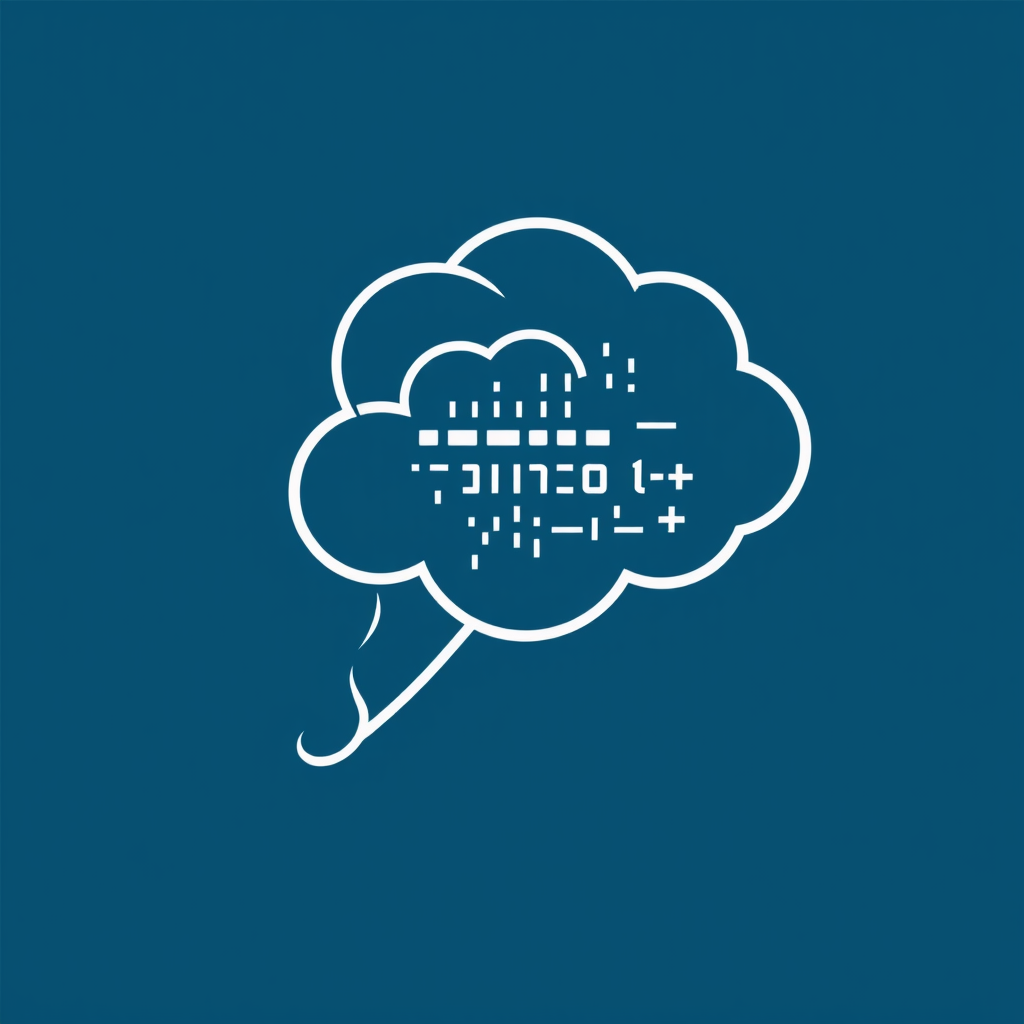Sub-Design Idea 5 (Thought Bubble Evolution): A classic thought bubble icon that contains both organic, cloud-like shapes and sharp, defined digital elements (pixels, code symbols). These elements could be shown dynamically interacting or transforming within the bubble to create a new, hybrid symbol.