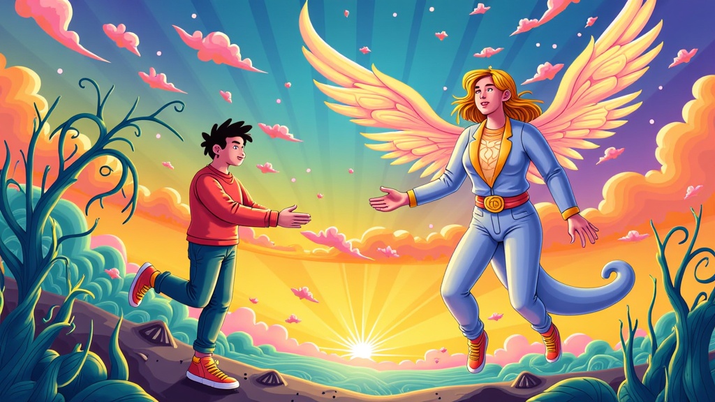 Mythical Metamorphosis: Depicting ordinary subjects (humans, animals, everyday objects) undergoing a surreal transformation into mythological beings, futuristic hybrids, or abstract entities, with the distinct aesthetic of AI generation clearly driving and defining the metamorphosis process.