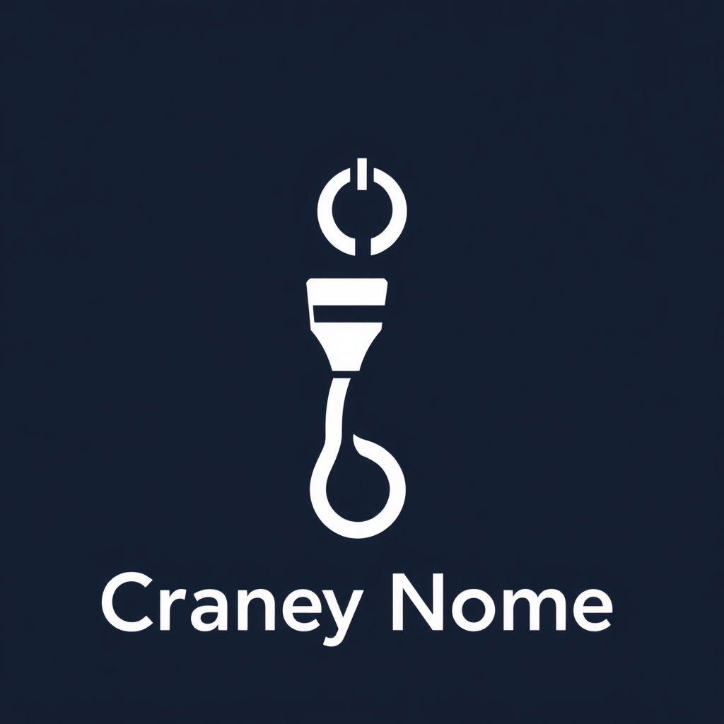 A logo combining a crane hook and a blueprint line. The hook symbolizes the construction aspect, while the blueprint line represents planning and precision. The company name could be typeset in a sturdy, sans-serif font below or alongside.