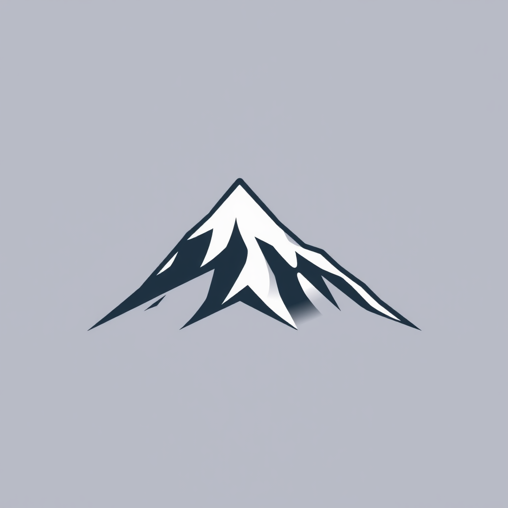 A stylized mountain peak with a snowy cap, using clean lines and a minimalist approach.