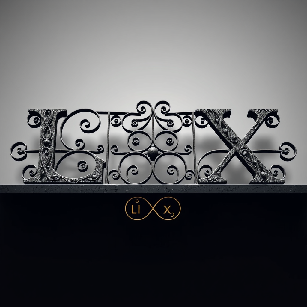 Design the 'LIX' numerals using intricate wrought-iron scrollwork patterns, directly evoking the iconic balcony railings of the French Quarter. The letterforms themselves could be stylized to mimic the curves and strength of forged metal.
