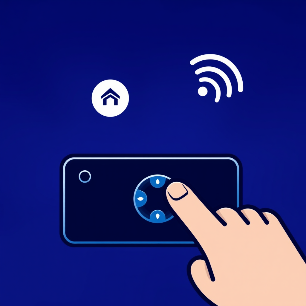 Design an icon showing a hand interacting with a simple remote to represent ease of use.