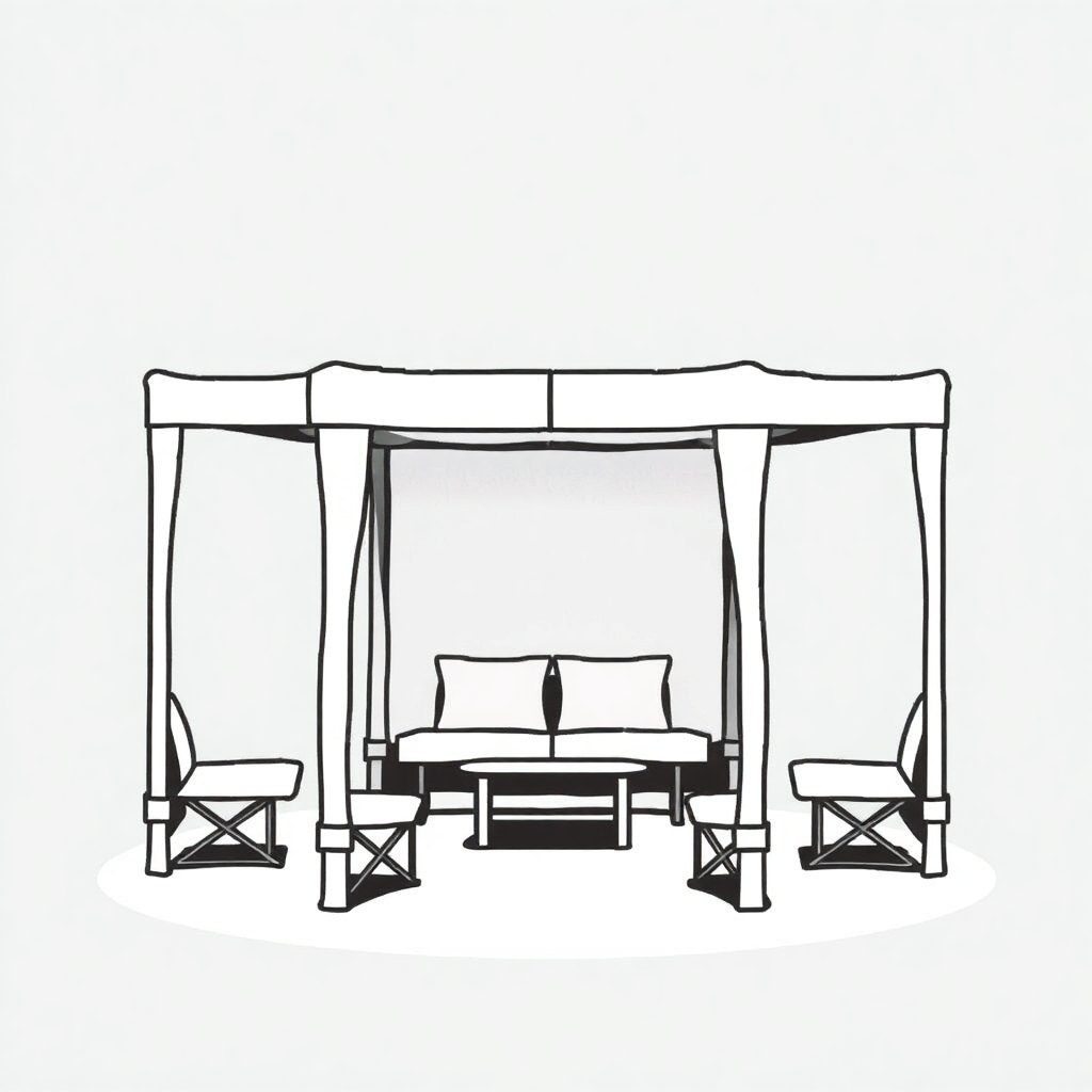 A series of lightweight, fabric-covered frames that can be combined and reconfigured to create seating, screens, or even temporary shelters.