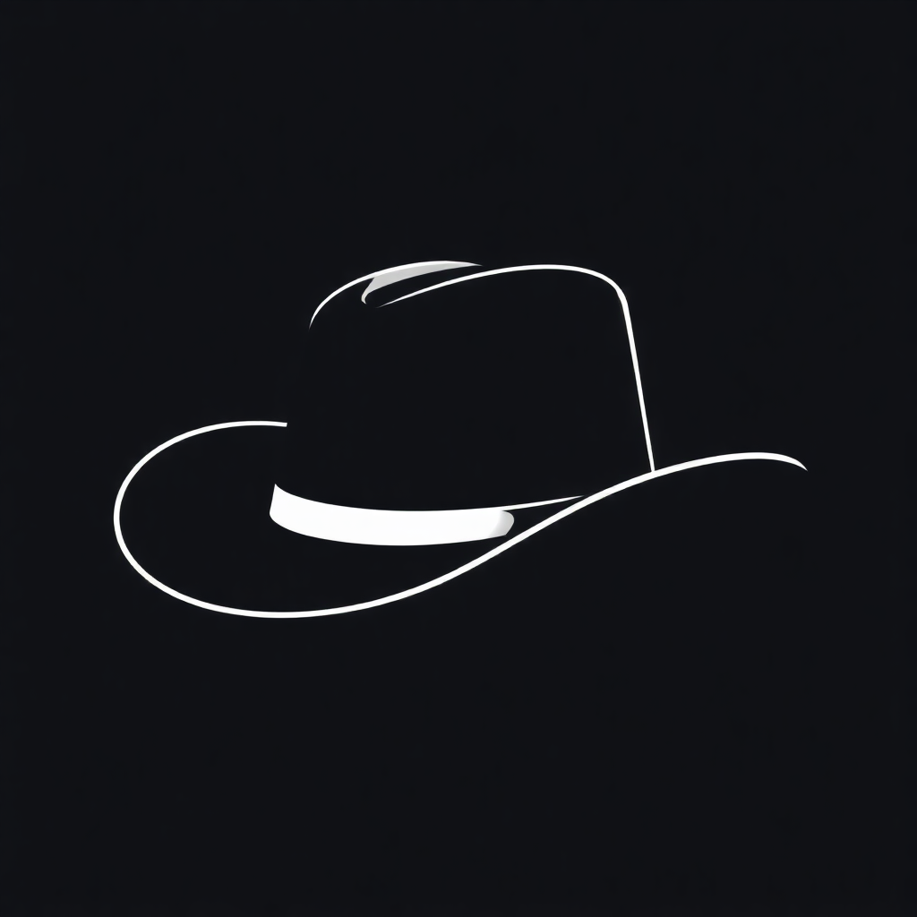 A silhouette-style outline of a western hat, completely filled in with a solid color, making it a strong, graphic element. This is perfect for a bold logo or print design.