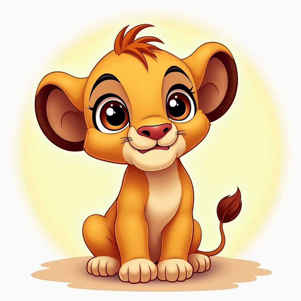 A small lion cub cartoon character with a simplistic design, suitable for use as an icon.