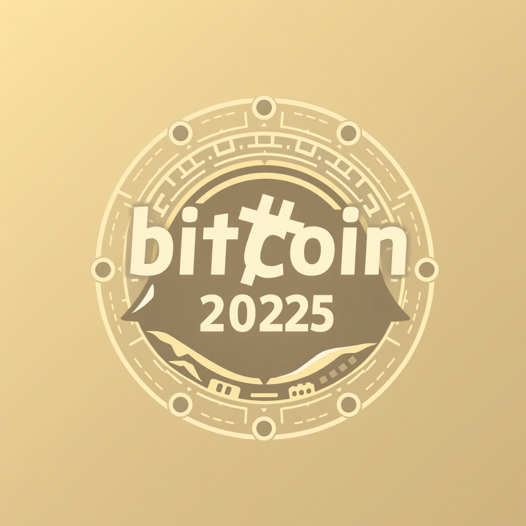 Translated text: Bitcoin 2025 Conference Logo Concepts - Mining Modernity: Visuals Inspired by the Digital Gold Rush Towards 2025