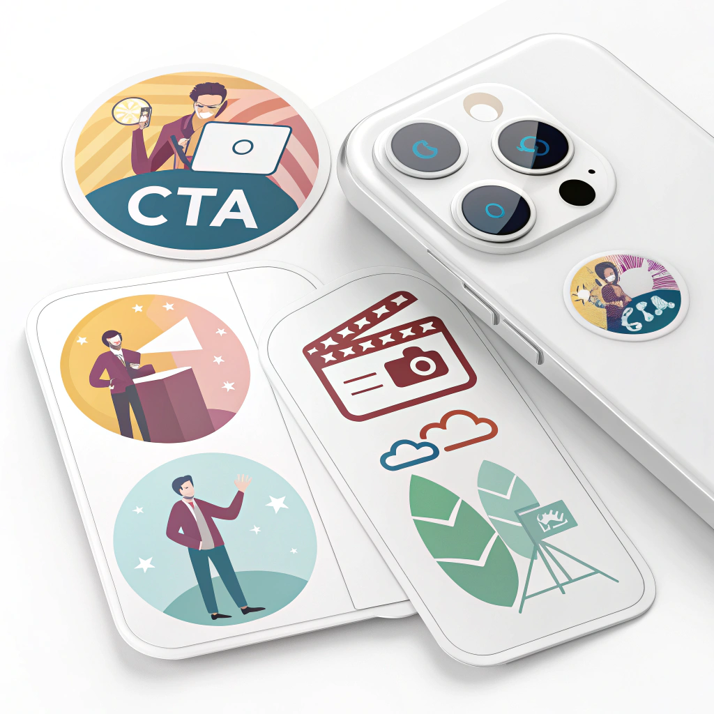 Customizable & Translucent Minimalist CTAs: Offer clean, modern, and unobtrusive CTA stickers with options for creators to easily adjust colors (e.g., using a color picker or matching video palette) and input custom short text on semi-transparent backgrounds for seamless integration.