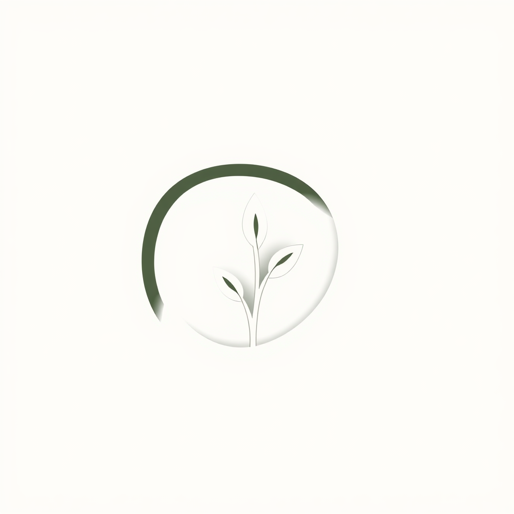 A minimalist design where the negative space created by a swirling arrow forms the shape of a sapling or a newly opened leaf, emphasizing renewal emerging from the cycle.