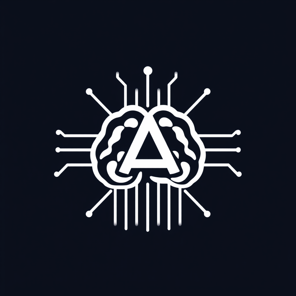 Simple Icon Concept: A stylized 'A' (for Algorithm/AI) or a simplified brain/chip icon, with clean lines emanating from it that resolve into a basic, repeating geometric pattern, symbolizing the core of algorithmic generation.