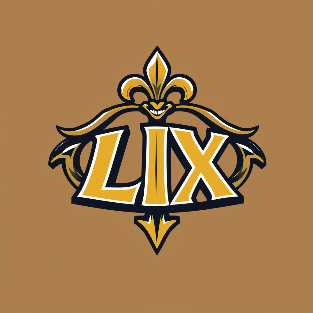 The Roman numerals 'LIX' designed with a fusion of modern, sharp athletic lines and subtle New Orleans motifs, such as the curves recalling a saxophone or the texture of a Mardi Gras mask. The dynamism is conveyed through perspective, implied movement, or surrounding graphic elements suggestive of a stadium's energy.
