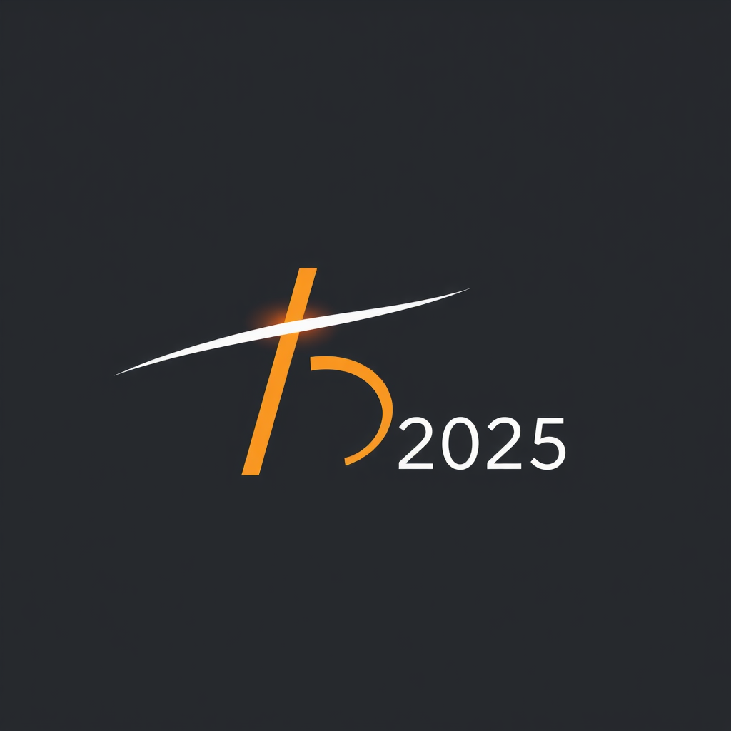 Simple Logo Idea: A sleek, minimalist 'B' (for Build) intertwined with a single, sharp light streak arcing swiftly around or through it, with '2025' set in a modern, clean font nearby.