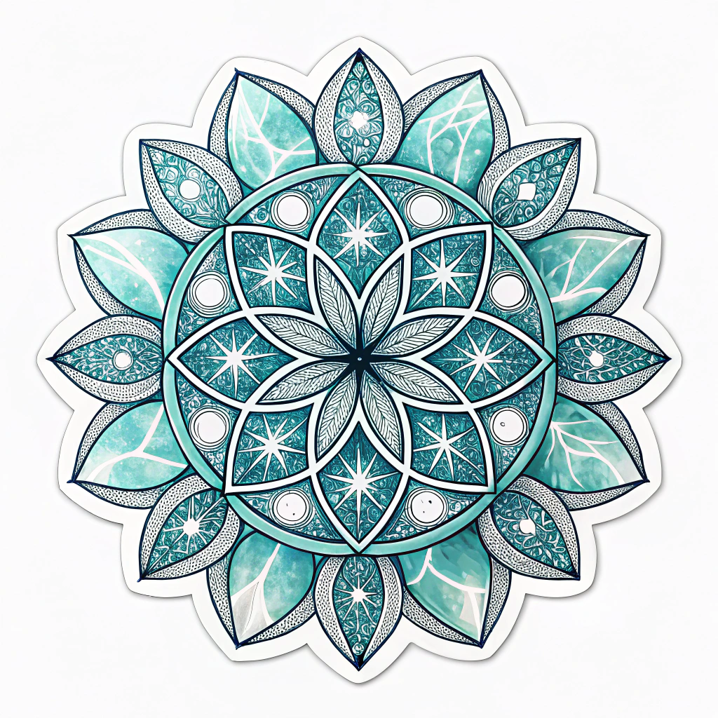 Crystal Shard Daisy: A mandala formed from geometric, crystalline interpretations of daisy petals, with sharp edges and facets emitting a bright, electric glow.