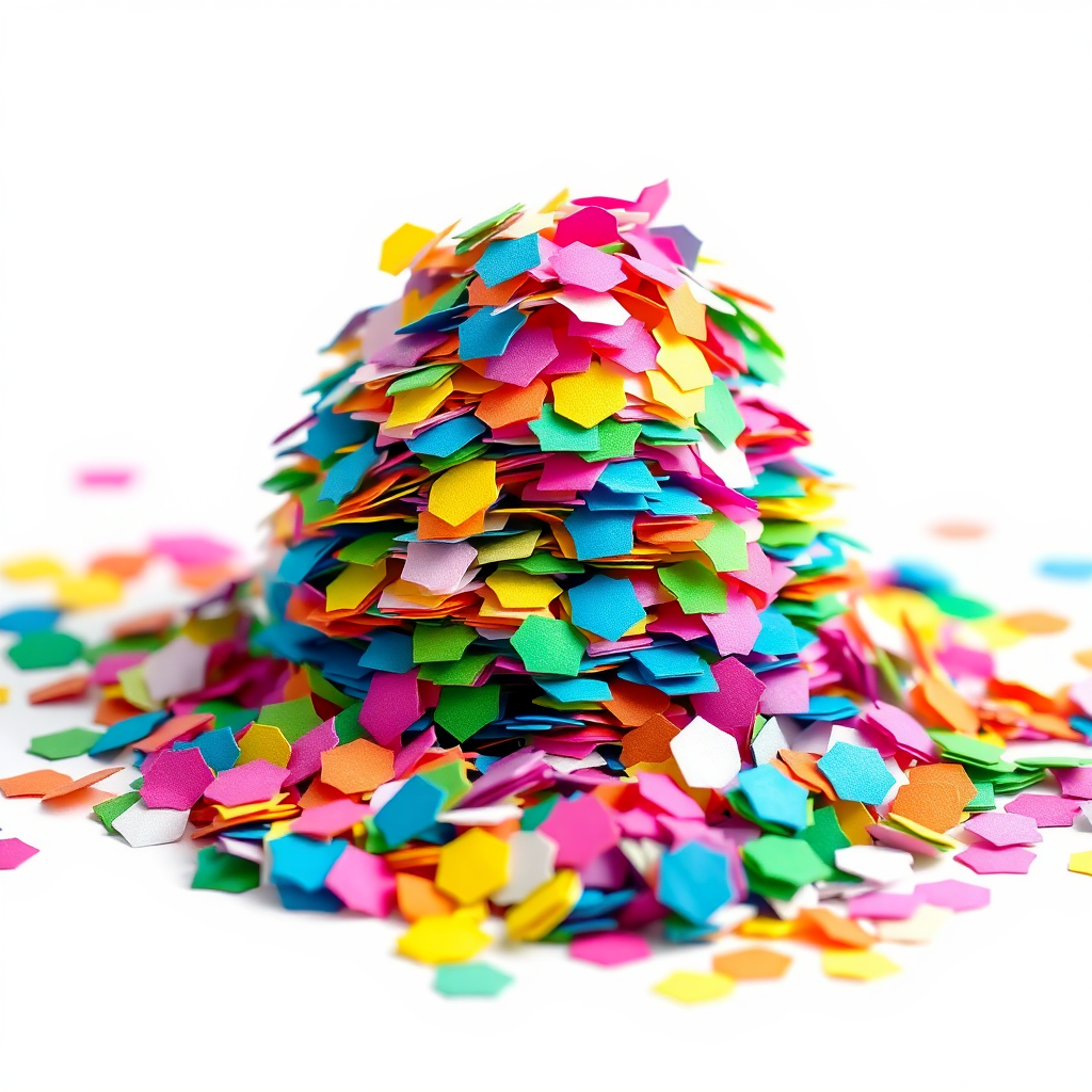 A pile of neatly stacked confetti, forming a visually appealing and organized representation of party supplies.