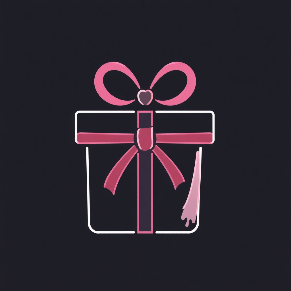 A present with a ribbon that forms a heart shape, making it suitable for a gift shop that sells romantic gifts.