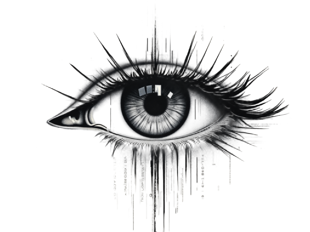 Sub-design 3: A glitch-art inspired Robotic Eye of Providence, where the classic symbol is fragmented with pixelation, scan lines, and distorted digital artifacts, perhaps with binary code subtly integrated into the design.