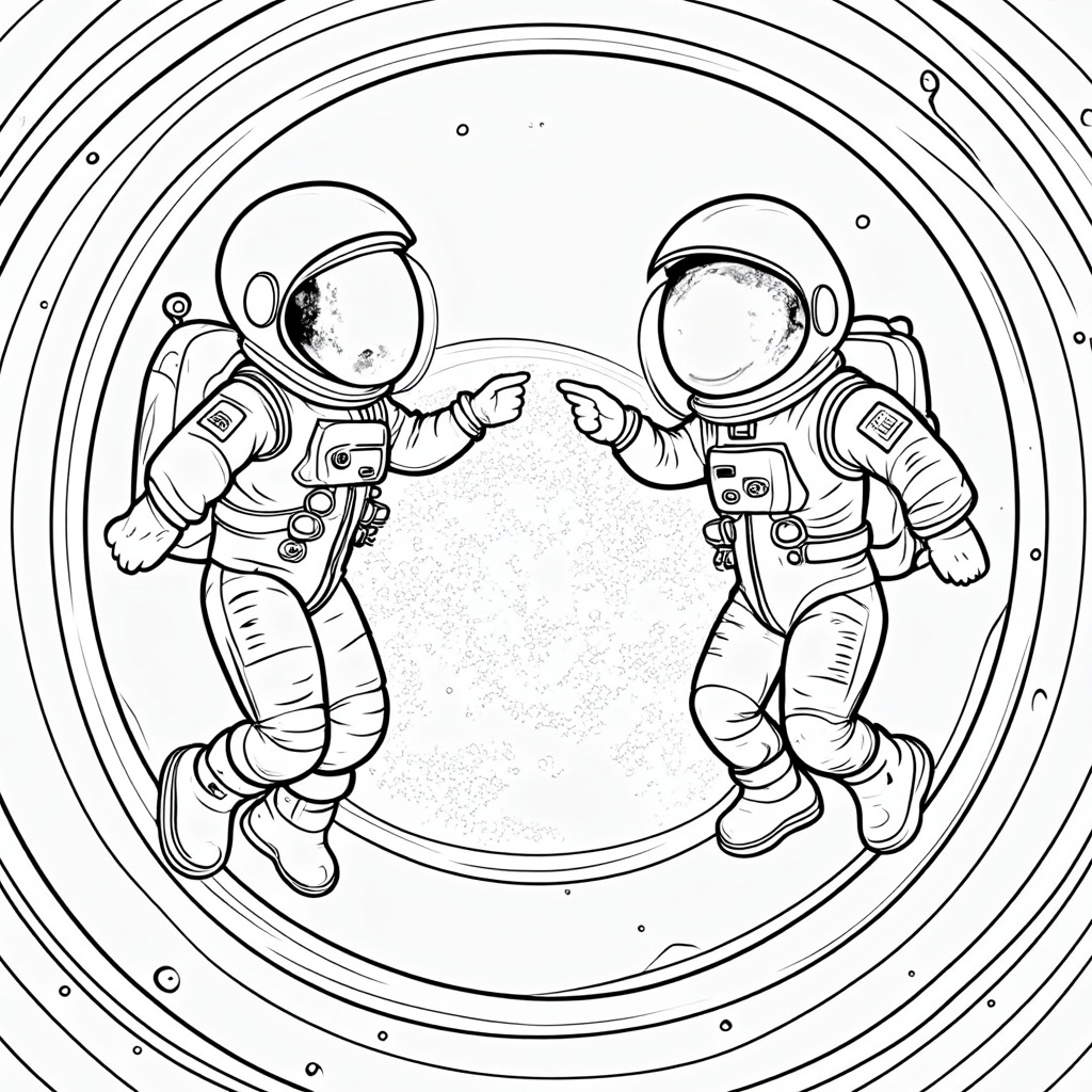 Astronauts floating weightlessly inside the Starliner capsule, with Earth visible through a porthole window.