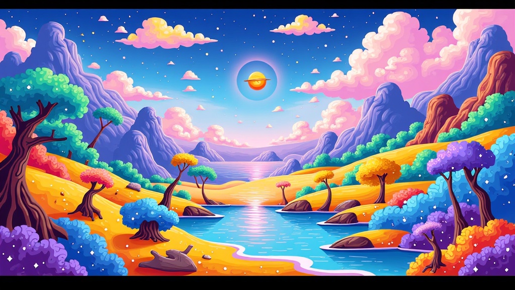 Dynamic Artistic Style Shifting Landscapes: Generative AI enables the entire illustrative art style of the game environment to transform in real-time (e.g., from painterly to cel-shaded to pixel art) based on narrative events, game states, or player-triggered 'lenses,' with interactive elements cohesively adapting their look and behavior.