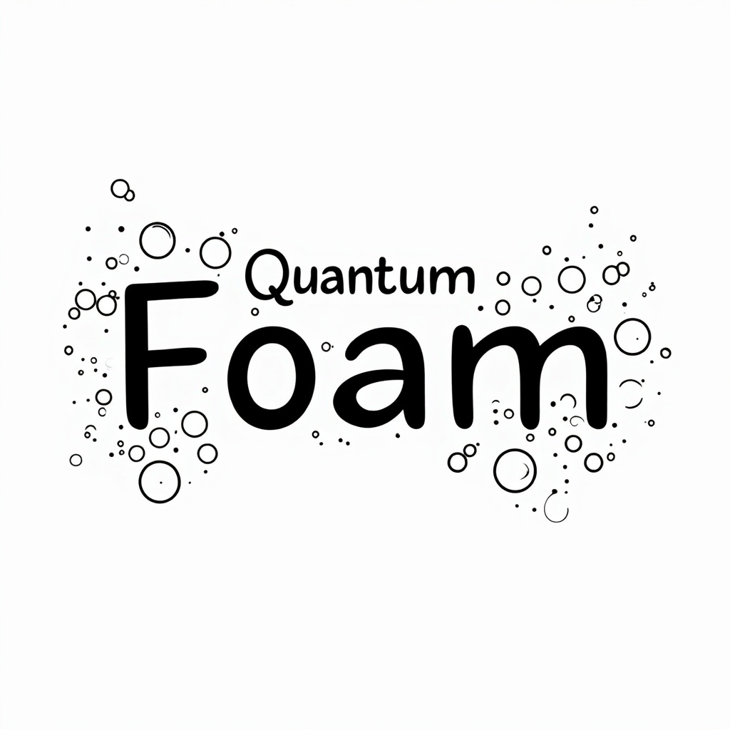 Simple Logo Idea (related to Quantum Foam): Stylized text 'Quantum Foam' with a few abstract bubble graphics subtly integrated into or emerging from the letterforms, suitable for a science communication project or brand.