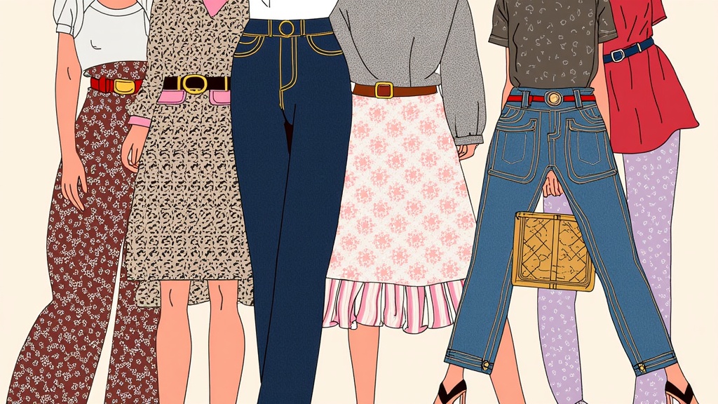 Textural Tapestry of NYFW: A large-scale illustration or series forming a collage of various fabric textures (e.g., tweed, silk, sequins, denim, knits) seen at NYFW, with accessories like belts or jewelry subtly integrated or emerging from the textures.