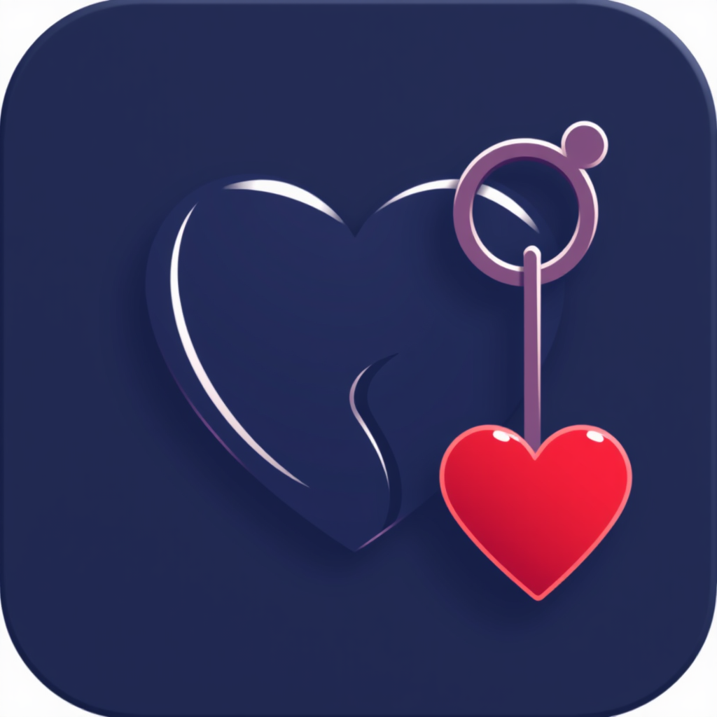 A stylized heart with a key partially inserted, suggesting unlocking love